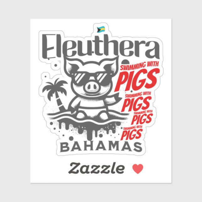 Bahamas Souvenir Geschenk : Eleuthera Bahamas Schw Aufkleber (Blatt)