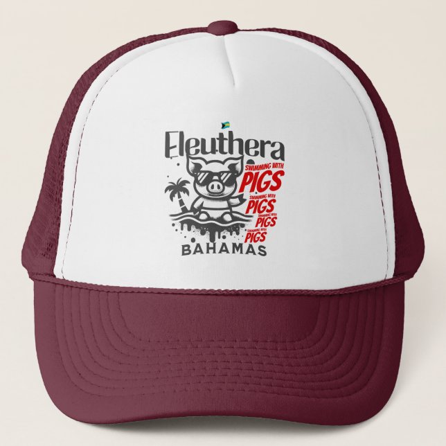 Bahamas Souvenir Geschenk : Eleuthera Bahamas Schw Truckerkappe (Vorderseite)
