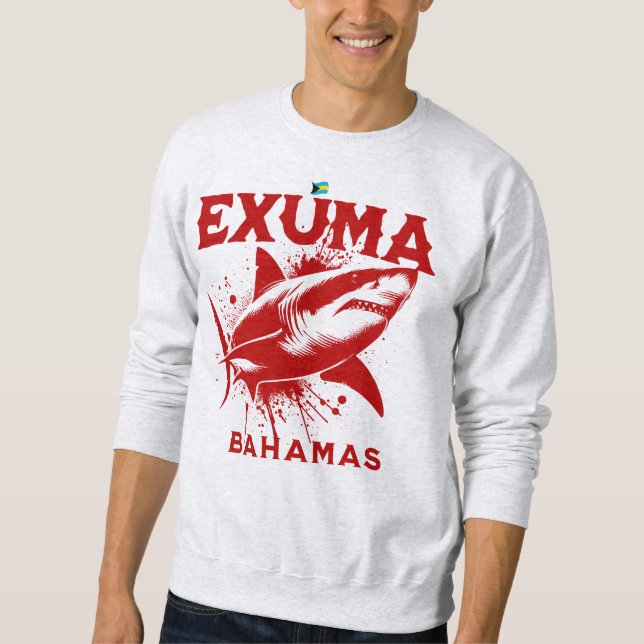 Bahamas Souvenir Geschenk: Exuma Bahamas Hai Fisch Sweatshirt (Vorderseite)
