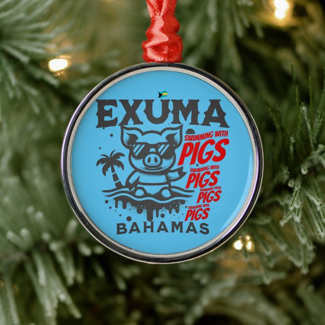 Bahamas Souvenir Geschenk: Exuma Bahamas Schwimmsc Ornament Aus Metall (Baum)