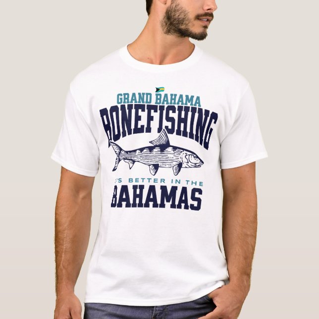 Bahamas Souvenir Geschenk: Grand Bahama Bonefishin T-Shirt (Vorderseite)