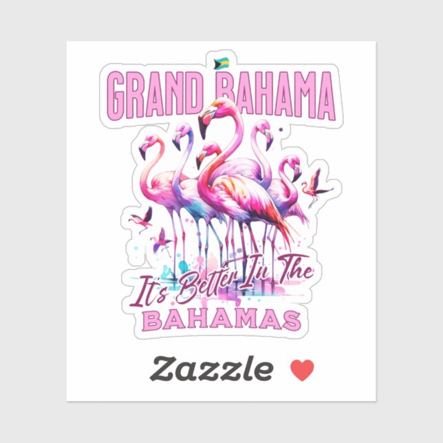 Bahamas Souvenir Geschenk: Grand Bahama Flamingo B Aufkleber (Blatt)