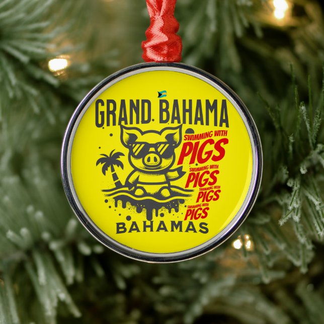 Bahamas Souvenir Geschenk: Grand Bahama Schwimmsch Ornament Aus Metall (Baum)