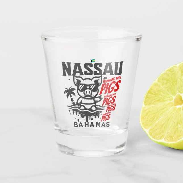 Bahamas Souvenir-Geschenk: Nassau Bahamas schwimme Schnapsglas (Vorderseite)