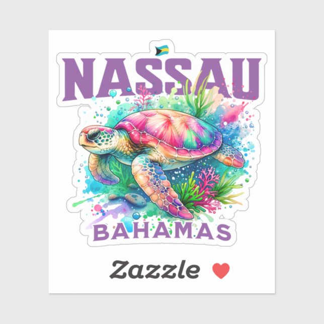 Bahamas Souvenir Geschenk: Nassau Bahamas Sea Turt Aufkleber (Blatt)