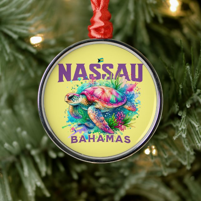 Bahamas Souvenir Geschenk: Nassau Bahamas Sea Turt Ornament Aus Metall (Baum)