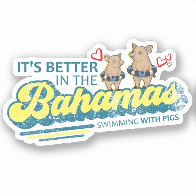 Bahamas Sticker Schwimmen Schweine Urlaub Kreuzfah (Vorderseite)