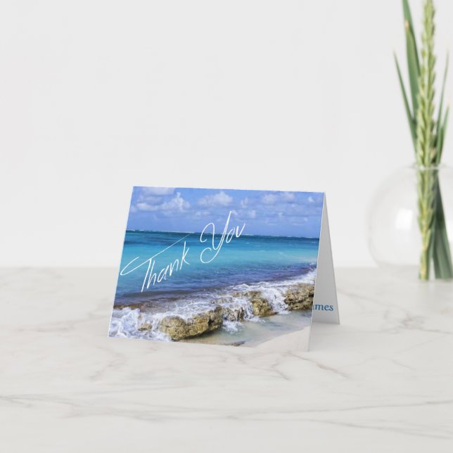 BAHAMAS STRAND SHORE Hochzeit Vielen Dank Dankeskarte (Vorderseite)