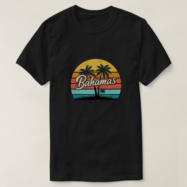Bahamas Sunset Retro Palm T-Shirt (Design vorne)