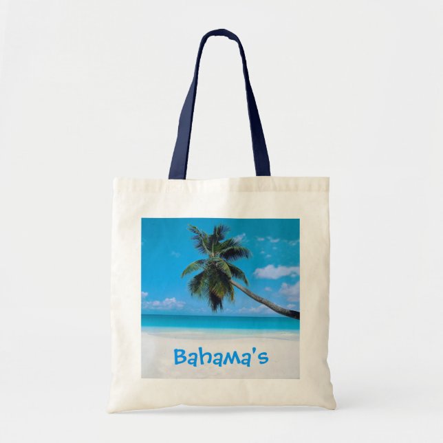 Bahamas-Tasche - Strand, weißer Sand und Palme Tragetasche (Vorne)