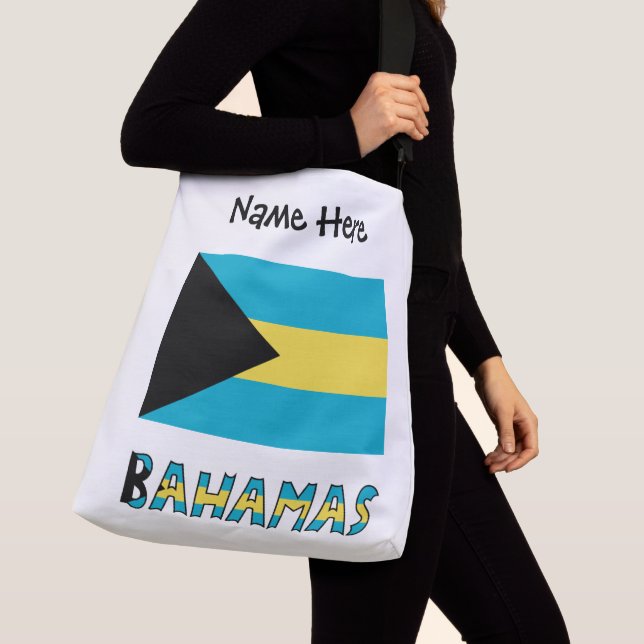 Bahamas und bahamianische Flagge mit Ihrem Namen Tragetaschen Mit Langen Trägern (Von Nahem)