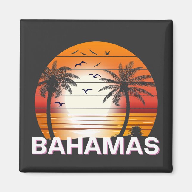 Bahamas Vintag Palm Trees Summer Beach Magnet (Vorne)