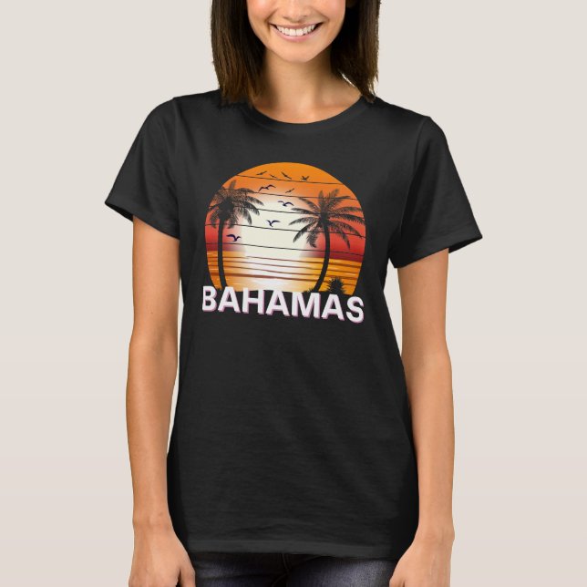 Bahamas Vintag Palm Trees Summer Beach T-Shirt (Vorderseite)