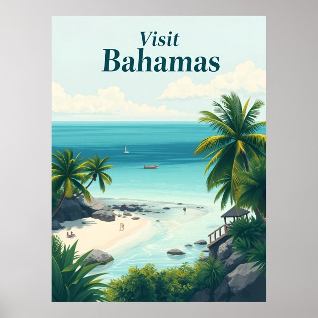 Bahamas Vintage Travel Illustration Poster (Vorne)