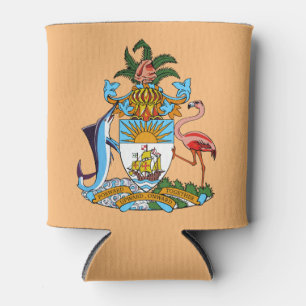 Bahamas-Wappen - Marlin, Flamingo, Conch Dosenkühler