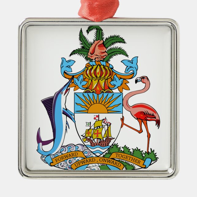 Bahamas-Wappen Silbernes Ornament (Vorne)