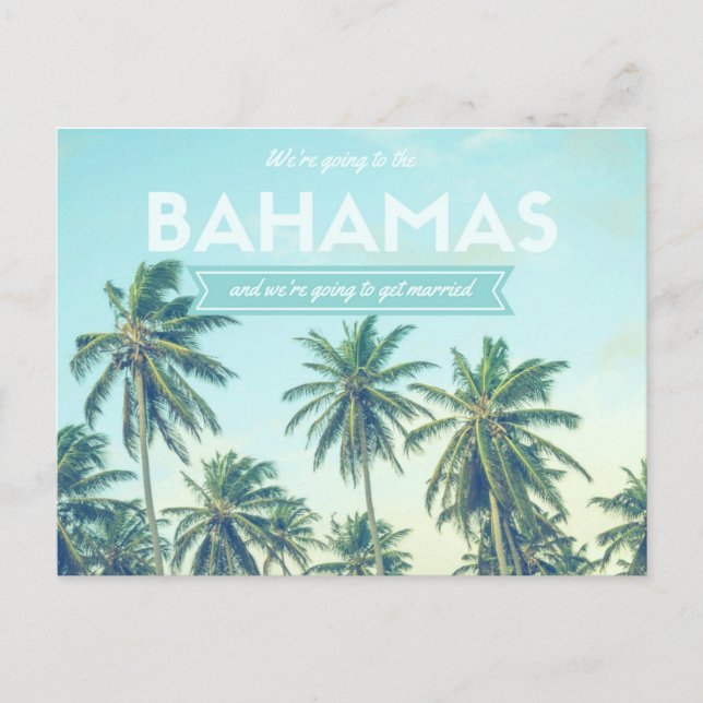 Bahamas Wedding Tropical Beach rettet die Termine Ankündigungspostkarte (Vorderseite)
