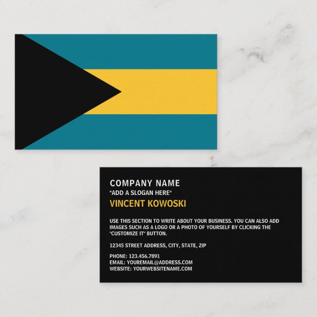 Bahamianische Flagge, Flagge der Bahamas Visitenkarte (Vorne/Hinten)