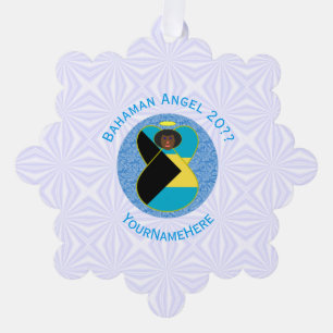 Bahamische Flagge Schwarzer Engel Personalisiert Ornament Karte