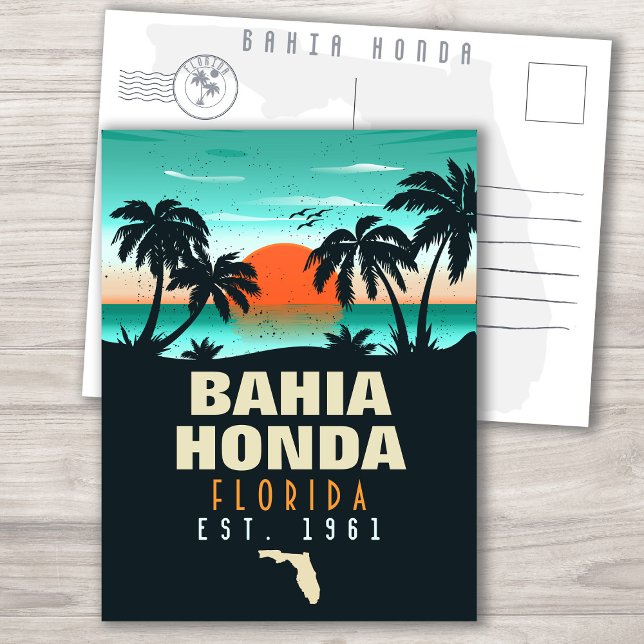 Bahia Honda Key Florida Retro Sunset Souvenirs Postkarte (Von Creator hochgeladen)