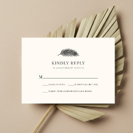 Bahia Minimal Palm Leaf Tropical Wedding RSVP Karte