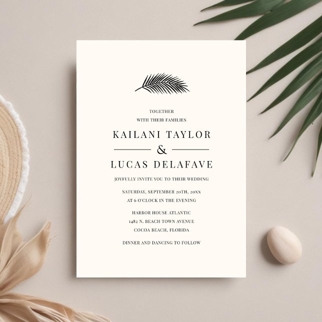 Bahia Modern Minimal Palm Leaf Wedding Einladung (Von Creator hochgeladen)