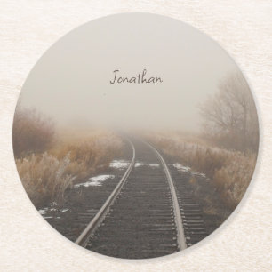 Bahngleise Personalisierte Winterlandschaft Runder Pappuntersetzer