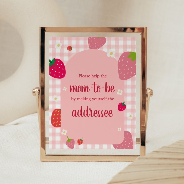 Bahnhof Berry Sweet Gingham Strawberry Envelope Poster (Gingham Strawberry Berry Sweet Baby Shower Envelope Station Sign)