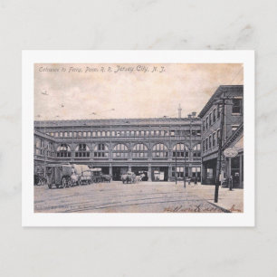 Bahnhof & Fähre, Jersey City NJ 1906 Vintag Postkarte