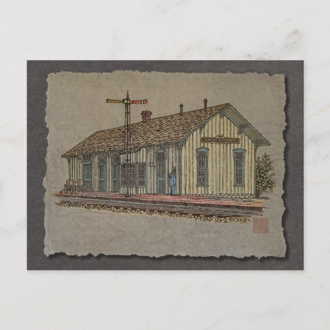 Bahnhof Kleinstadt Postkarte (Vorderseite)