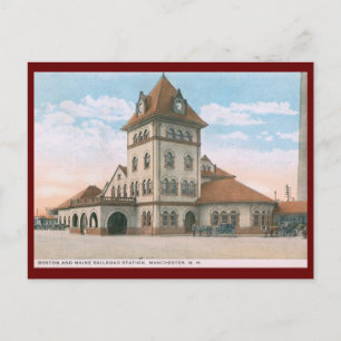 Bahnhof, Manchester, NH Vintage Postkarte