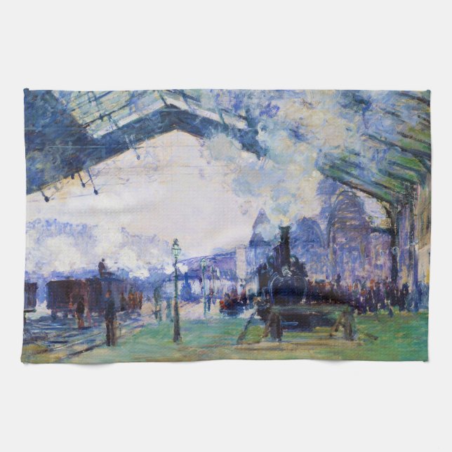 Bahnhof Saint-Lazare, Normandie, Claude Monet Geschirrtuch (Horizontal)