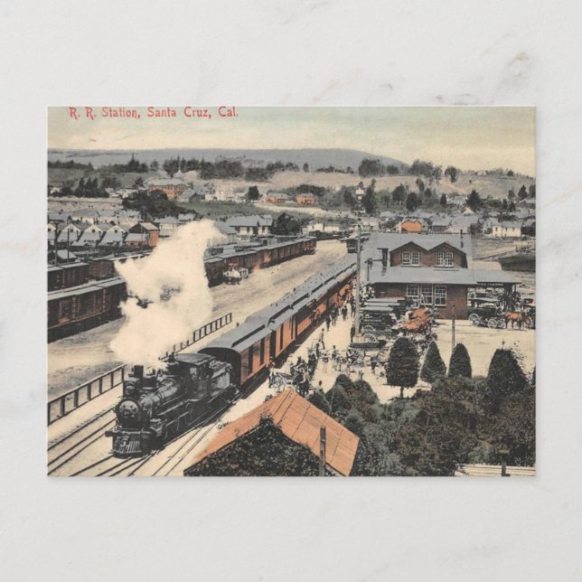 Bahnhof Santa Cruz California Bahnhof 1907 Postkarte (Vorderseite)