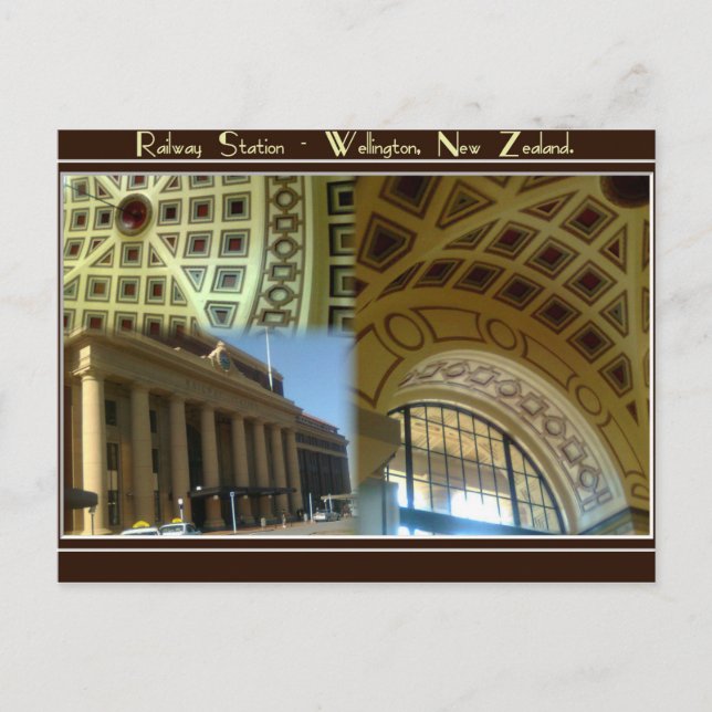 Bahnhof Wellingtons - Neuseeland. Postkarte (Vorderseite)
