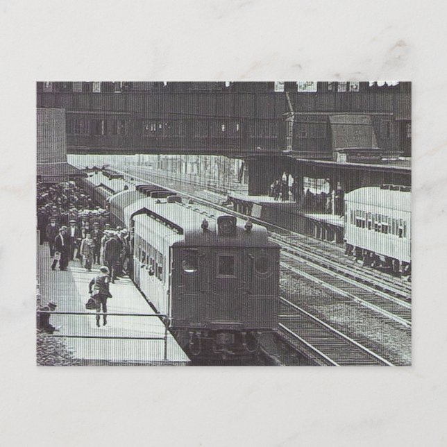 Bahnhof Woodside mit Zügen Long Island Bahnhof Postkarte (Vorderseite)