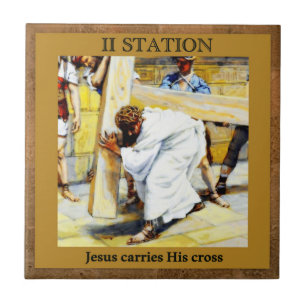 Bahnhöfe des Kreuzes Nr. 2 von 15 Jesus Carries K Fliese