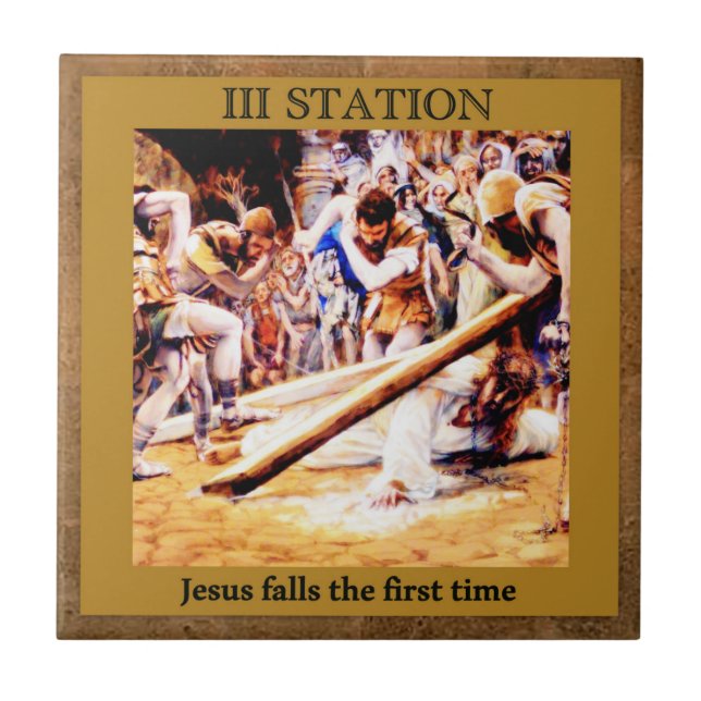Bahnhöfe des Kreuzes Nr. 3 des 15 Jesus Falls 1st  Fliese (Vorderseite)
