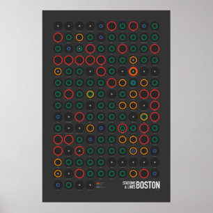 Bahnhöfe & Linien: Boston (Dunkel) Poster