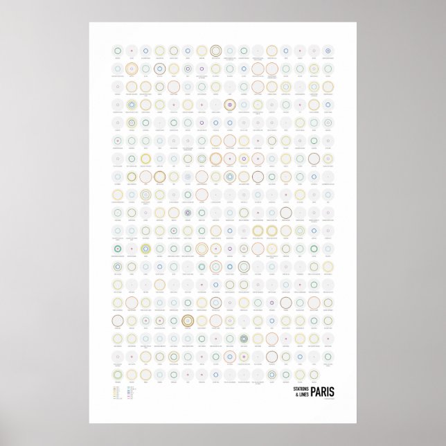 Bahnhöfe und Linien: Paris (Licht) Poster (Vorne)