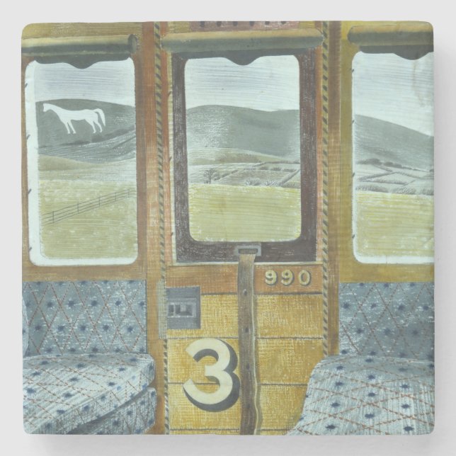 Bahnlandschaft (von Eric Ravilious) Steinuntersetzer (Vorderseite)
