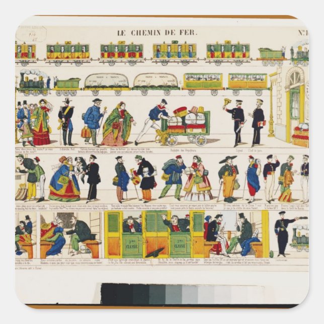 Bahnreisen, c.1850 quadratischer aufkleber (Vorderseite)