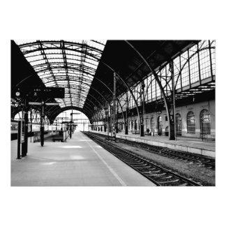 Bahnstation schwarz-weiß-Foto-Plakat Fotodruck