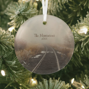 Bahnstrecke im Personalisierten Foto Winternebel Ornament Aus Glas