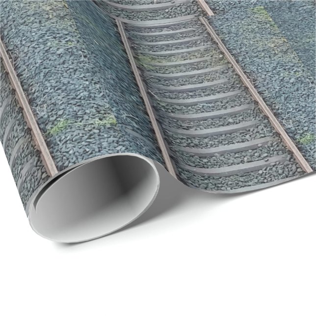 Bahnstrecke in Natur, Landschaft Geschenkpapier (Rolleneckpunkt)