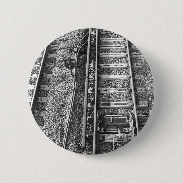 Bahnstrecken, Schwarzweiss-Bild Button (Vorderseite)