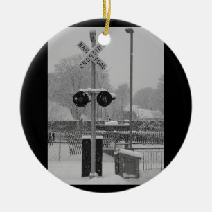 Bahnübergang (b&w) keramikornament