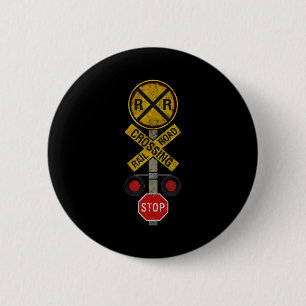 Bahnübergang Lokomotive Modell Zug Liebhaber Straß Button