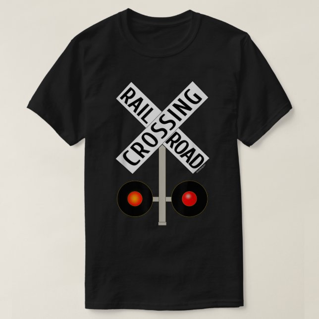 Bahnübergang mit dem Schild Lights T-Shirt (Design vorne)