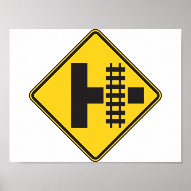 Bahnübergang Straßenschild Poster (Vorne)