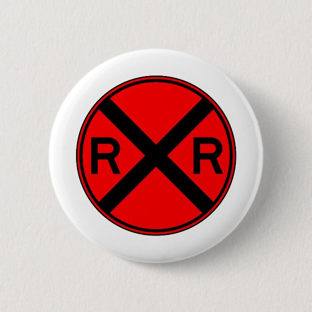 Bahnübergang warnender Straßenschild-Zug- Button (Vorderseite)